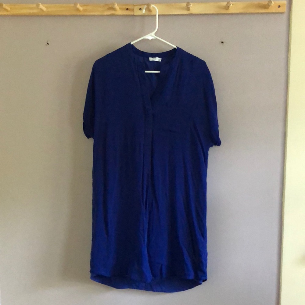 Vince Blue Silk Shirt Dress